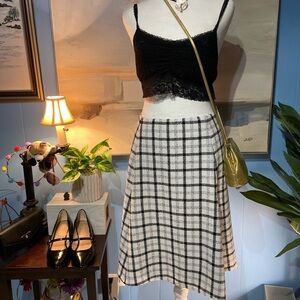 Jones Studio Black and White Checkered A-Line Skirt